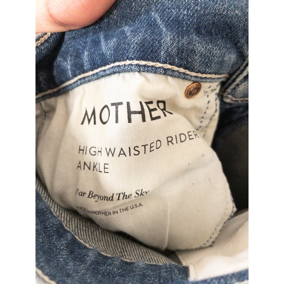 MOTHER Blue Straight Leg Jeans High-Rise - Picture 5 of 6